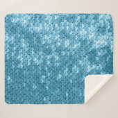 シークイン、抽象芸術バック付きのスカイブルーの光沢のある布 シェルパブランケット (正面(横))