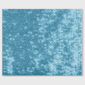 シークイン、抽象芸術バック付きのスカイブルーの光沢のある布 ラッピングペーパー (フラット)