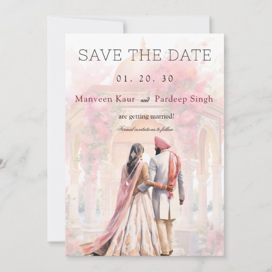 シークエレガント式日付テンプレートを保存 招待状 (正面)