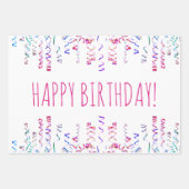 シークカラフルインとストリーマーパーソナライズされた ラッピングペーパーシート (正面3)