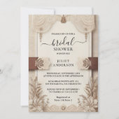 シークファブリックベルベットレースリネン紙ブライダルシャワー 招待状 (正面)