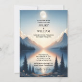 シークマウンテンレイクサイドフォレストアウトドアレイク結婚ズ 招待状 (正面)