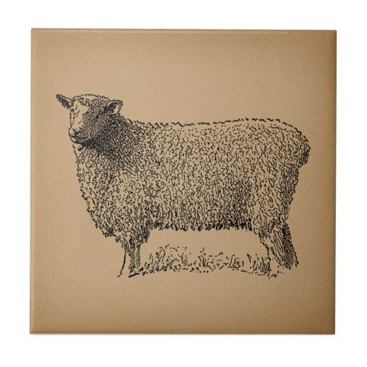 シークラシックプアートイラストレーションアンティークファームアニマル タイル (正面)
