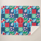 シークリスマスパッチワークキルトの下の子供 シェルパブランケット (正面(横))