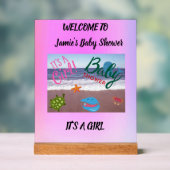 シークリッター赤ちゃんシャワーピンク背景 アクリルサイン (ニュートラル)