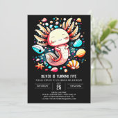 シークリーシーアクソロトルお洒落誕生日 招待状 (スタンド正面)