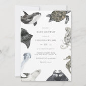 シークリーチャーの下でベビーシャワー招待状 招待状 (正面)