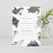 シークリーチャーの下でベビーシャワー招待状 招待状 (スタンド正面)