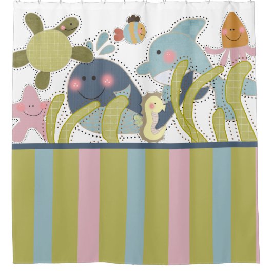 シークリーチャー海動物ホエールポワーズ シャワーカーテン (正面)