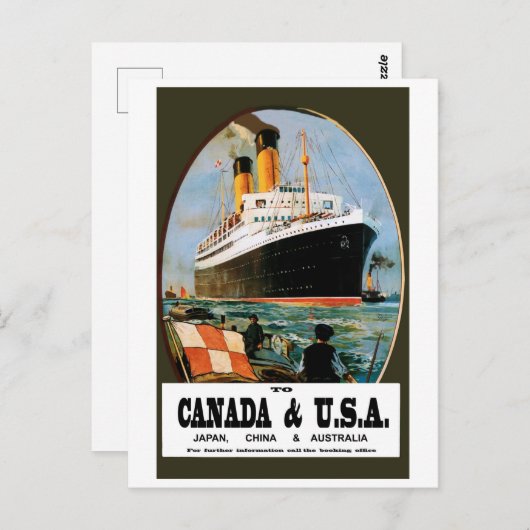 シークルーザー船からカナダとアメリカ ポストカード (正面/裏面)