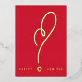 シークレットアドミラーレッドホワイトおもしろいハッピー金ゴールド 箔招待状 (正面)