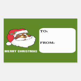 シークレットウインキングブラックサンタクロースラベルシール 長方形シール