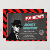 シークレットエージェントの誕生日テーマ招待状 招待状 (正面/裏面)