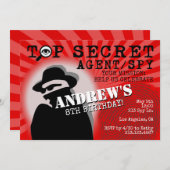 シークレットエージェントスパイ誕生日パーティーの招待 招待状 (正面/裏面)