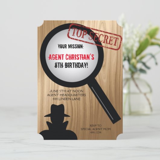 シークレットエージェントバースデーパーティ招待状 招待状 (スタンド正面)