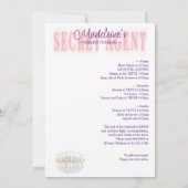 シークレットエージェントライセンスパーティーバチェロレッテの日程 招待状 (裏面)