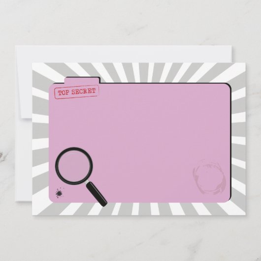 シークレットエージェント誕生日ピンク探偵任務招待状 招待状 (裏面)
