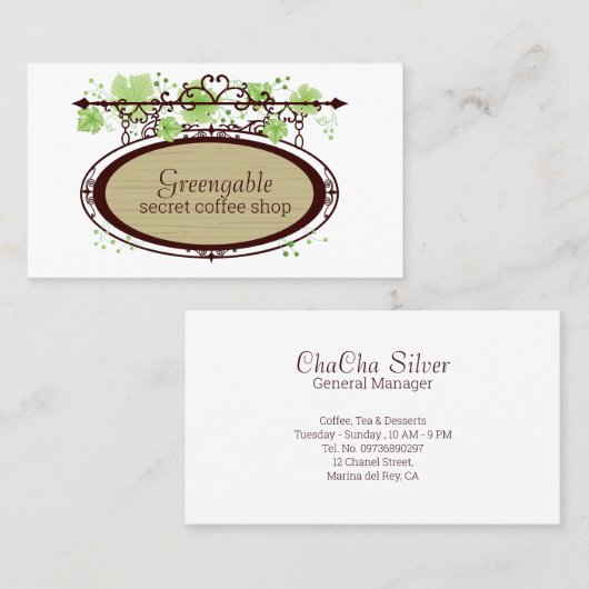 シークレットカフェコーヒーショップ名刺 名刺 (正面/裏面)