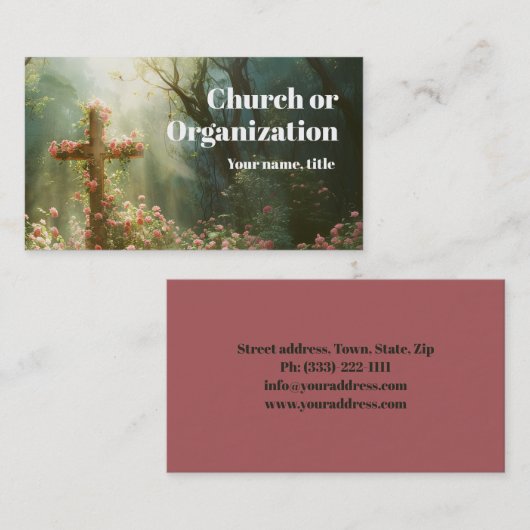 シークレットガーデンのバラと宗教十字架 名刺 (正面/裏面)
