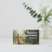 シークレットガーデンのバラと宗教十字架 名刺 (スタンド正面)