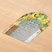 シークレットガーデンイエローローズエンチャントドブライダルシャワー アクリル招待状 (レイダウン)