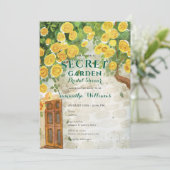 シークレットガーデンエンチャントイエローローズブライダルシャワー 招待状 (スタンド正面)