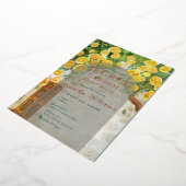 シークレットガーデンエンチャントイエローローズブライダルシャワー 箔招待状 (回転した状態)