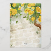 シークレットガーデンエンチャントイエローローズブライダルシャワー 箔招待状 (裏面)