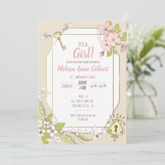 シークレットガーデンガールベビーシャワー 招待状 (スタンド正面)
