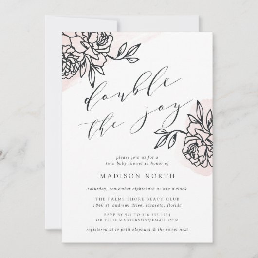 シークレットガーデンツインズベビーシャワー招待状 招待状 (正面)