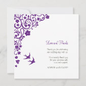 シークレットガーデンパープルフローラスクエア写真ありがとう サンキューカード (裏面)