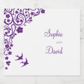 シークレットガーデンパープルフローララブバード結婚ズ スパークリングワインラベル (シングルラベル)