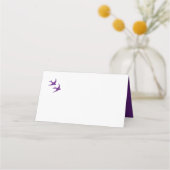 シークレットガーデンパープルフローララブバード結婚ズ プレイスカード (裏面)