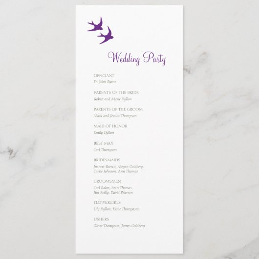 シークレットガーデンパープルフローララブバード結婚ズ プログラム (裏面)