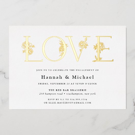 シークレットガーデンフローララブ婚約パーティ 箔招待状 (正面)