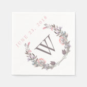 シークレットガーデンフローラリースモノグラム紙ナプキンス スタンダードカクテルナプキン (正面)