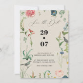 シークレットガーデンワイルドフラワーウェディング日付を保存 招待状 (正面)