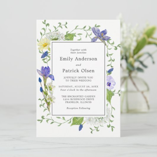 シークレットガーデン素朴ボホワイルドフラワー結婚ズ 招待状 (スタンド正面)