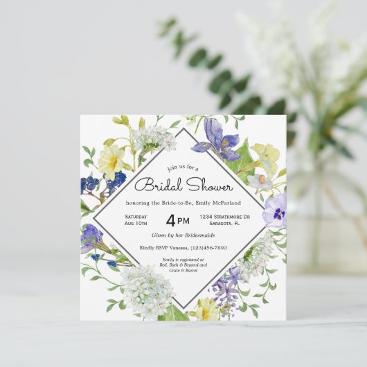 シークレットガーデン素朴ワイルドフラワーズブライダルシャワー 招待状 (スタンド正面)
