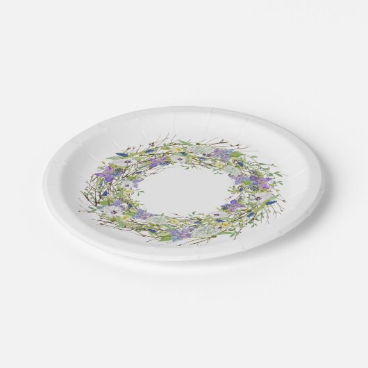 シークレットガーデン素朴ワイルドフラワーズリース ペーパープレート (アングル)