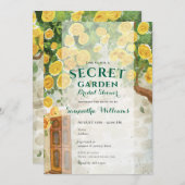 シークレットガーデン イエローローズ エンチャンテッド ブライダルシャワー 招待状 (正面/裏面)