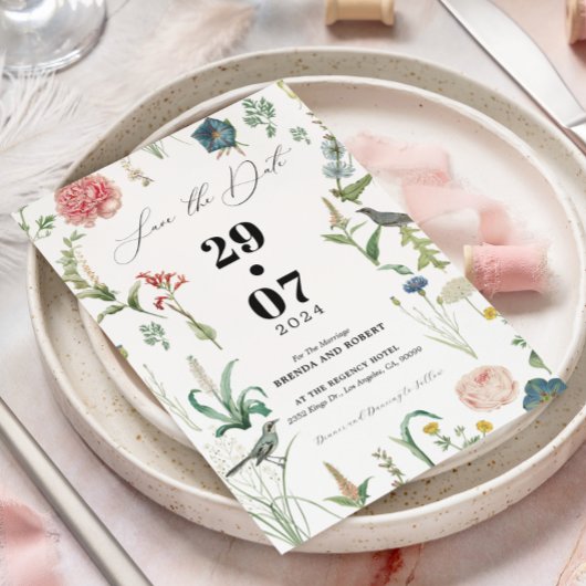 シークレットガーデンWildFlowersフレーム日付を保存 招待状