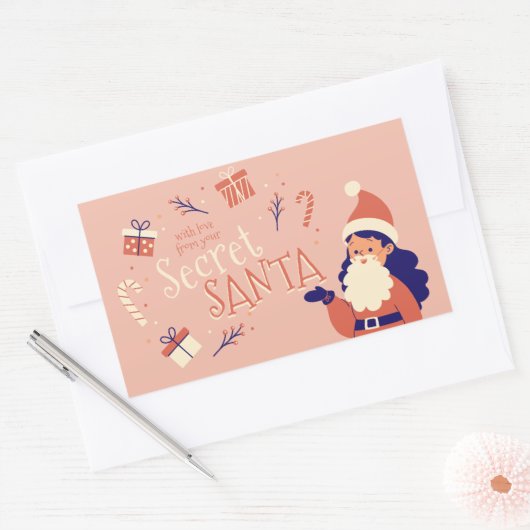 シークレットサンタのステッカーに愛を込めて 長方形シール (封筒)