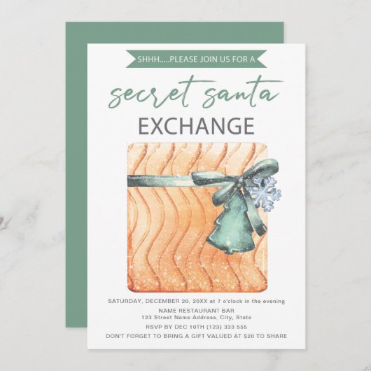 シークレットサンタウォーターカラークリスマスパーティー 招待状 (正面/裏面)