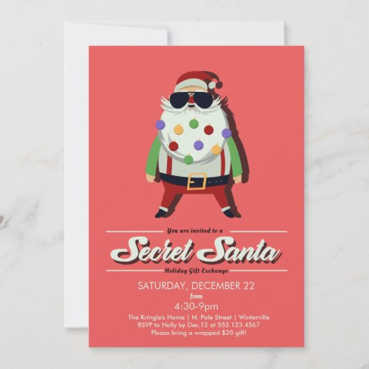 シークレットサンタギフトエクスチェンジホリデーパーティ招待状 招待状 (正面)