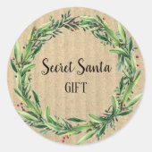 シークレットサンタギフトフローラリース おもしろい ラウンドシール (正面)