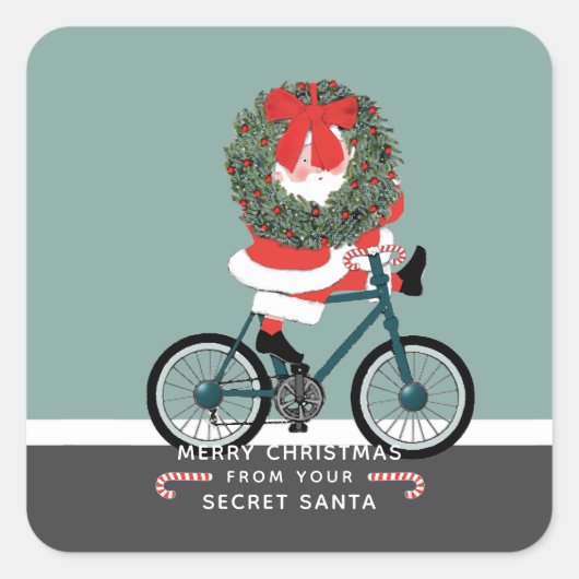 シークレットサンタギフトラベルクラシックラウンドステッカー スクエアシール (正面)