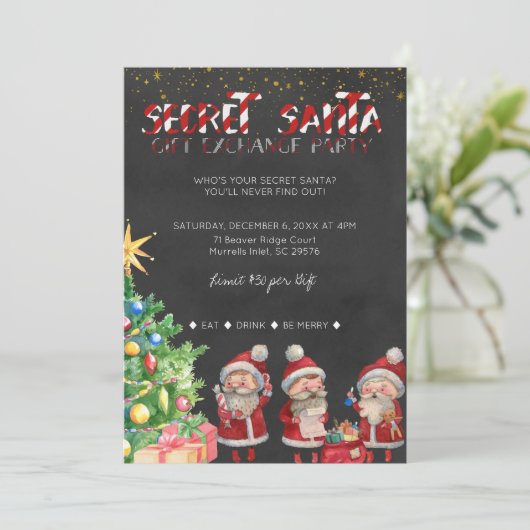 シークレットサンタギフト交換パーティの招待状 招待状 (スタンド正面)