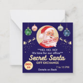 シークレットサンタギフト交換ブルーパーティースモール招待状 ノートカード (正面)