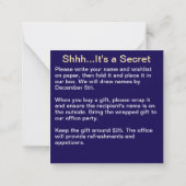 シークレットサンタギフト交換ブルーパーティースモール招待状 ノートカード (裏面)